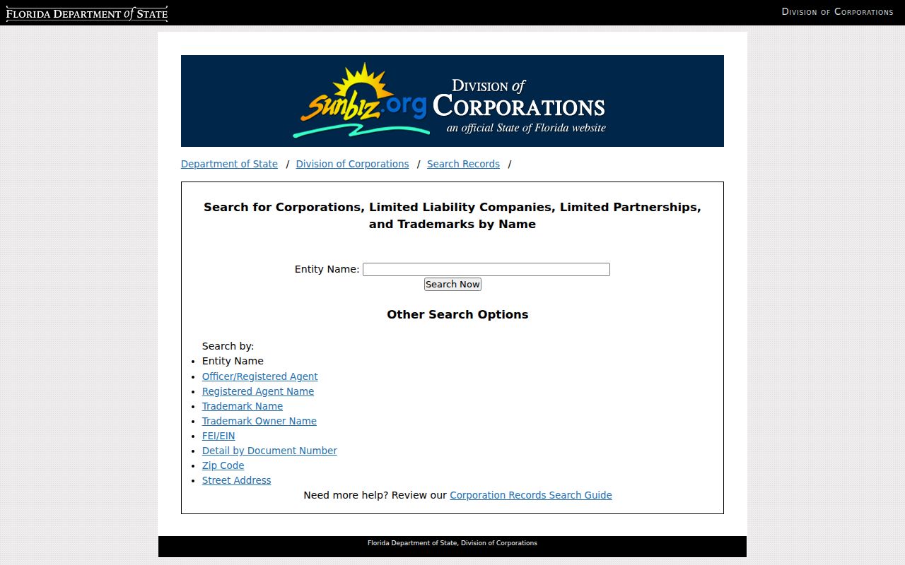 Sebastian residents directory Sunbiz name search