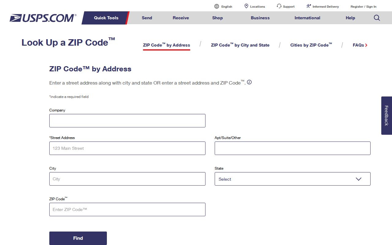 USPS lookup used by the Sebastian ZIP code directory